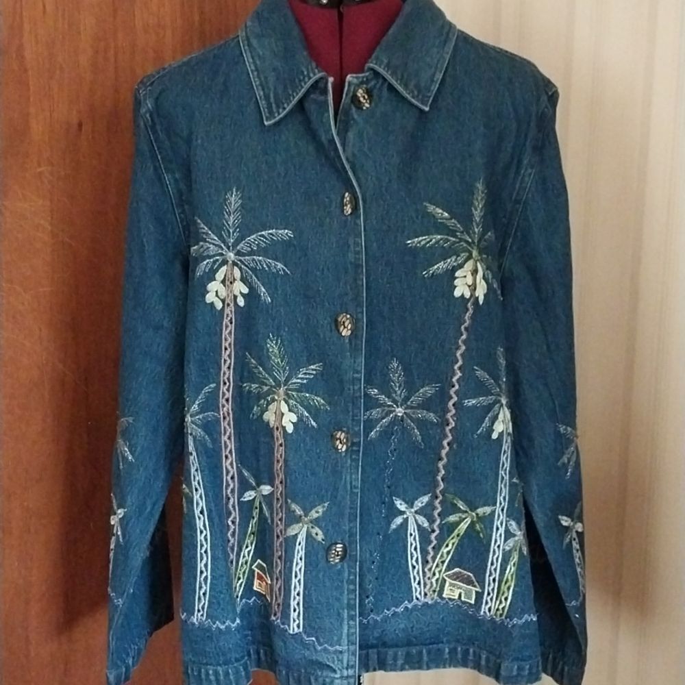 EARTH SEA & Sky denim lightweight button up jacket size XL